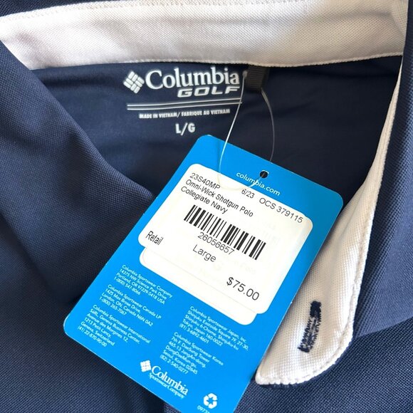 Columbia Men's Sz Large Golf Navy Polo Shirt Xavier University Logo - Picture 6 of 10